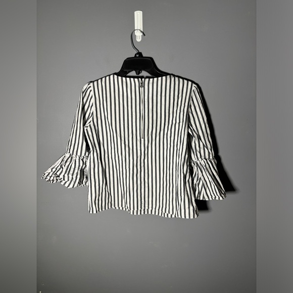 Alice + Olivia Bernice Striped Cotton Peplum Blouse Size XS - Picture 3 of 6